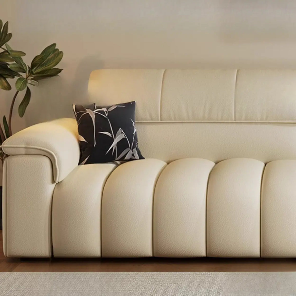 Minimalist Stain Resistant Chalk Fabric Storage Sofa Image - 12