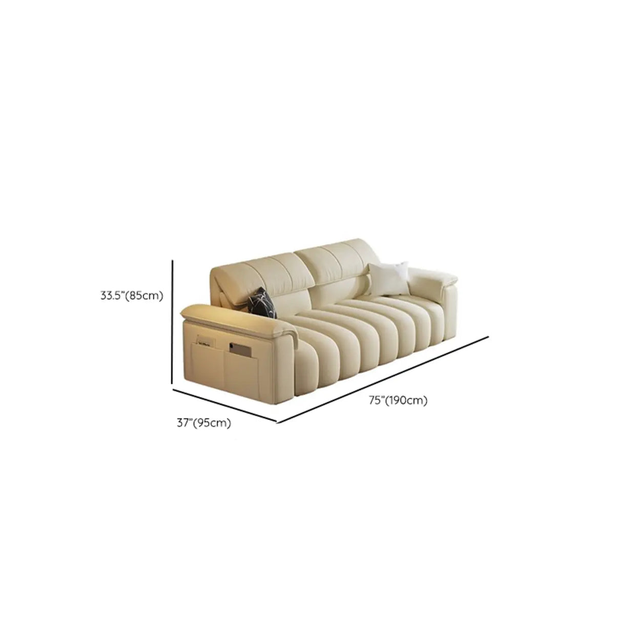 Minimalist Stain Resistant Chalk Fabric Storage Sofa Image - 16
