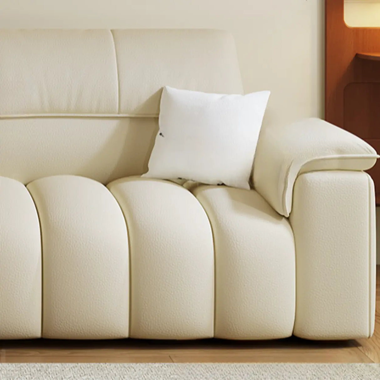 Minimalist Stain Resistant Chalk Fabric Storage Sofa Image - 9