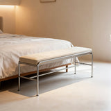 Minimalist Steel Frame Leather Entryway Bedroom Bench Image - 1