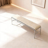 Minimalist Steel Frame Leather Entryway Bedroom Bench Image - 3