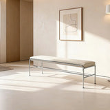 Minimalist Steel Frame Leather Entryway Bedroom Bench Image - 4