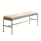 Minimalist Steel Frame Leather Entryway Bedroom Bench Image - 6
