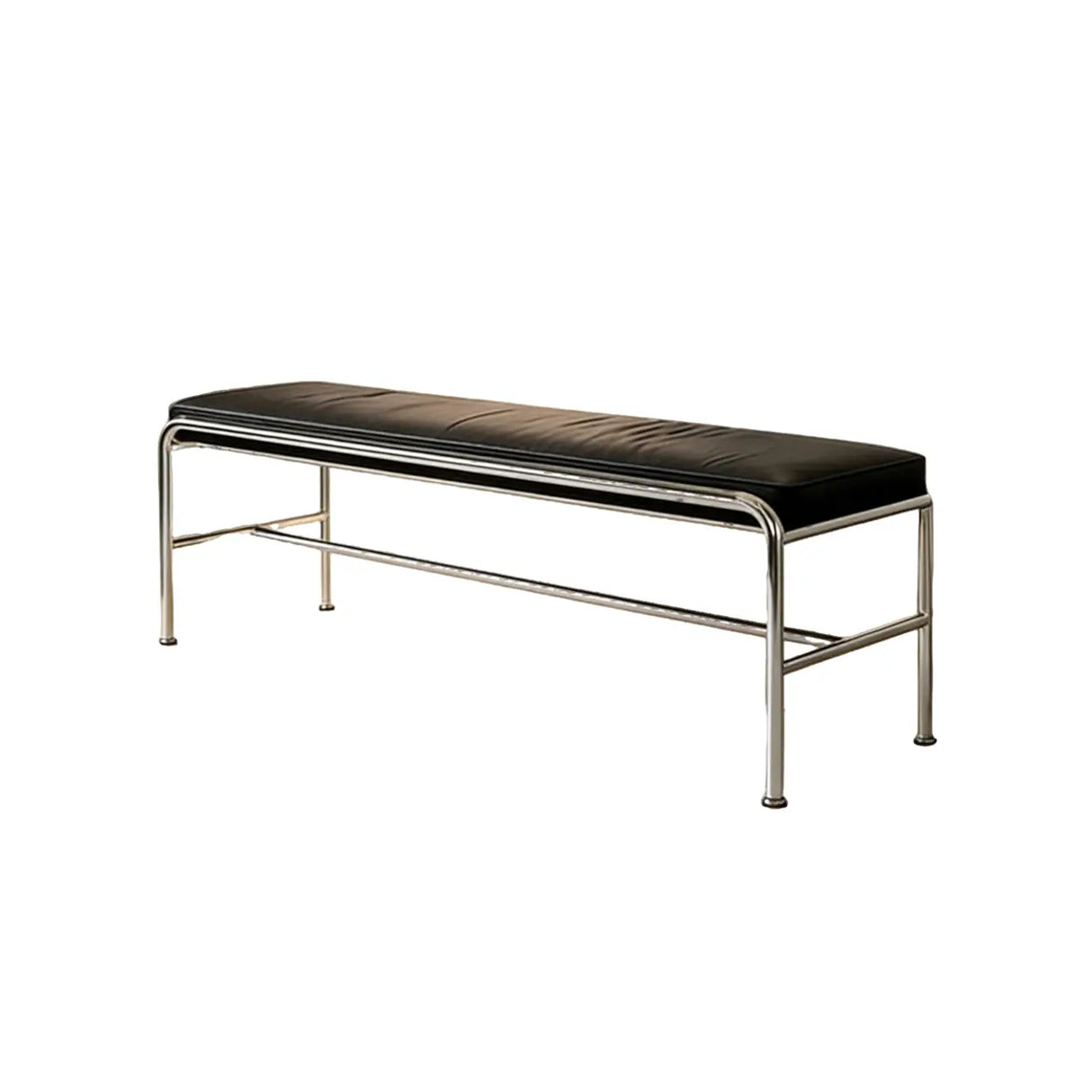 Minimalist Steel Frame Leather Entryway Bedroom Bench Image - 7