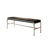 Minimalist Steel Frame Leather Entryway Bedroom Bench Image - 7