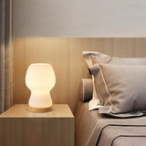 Minimalist Streamlined Wooden Base Bedside Table Lamp Image - 4