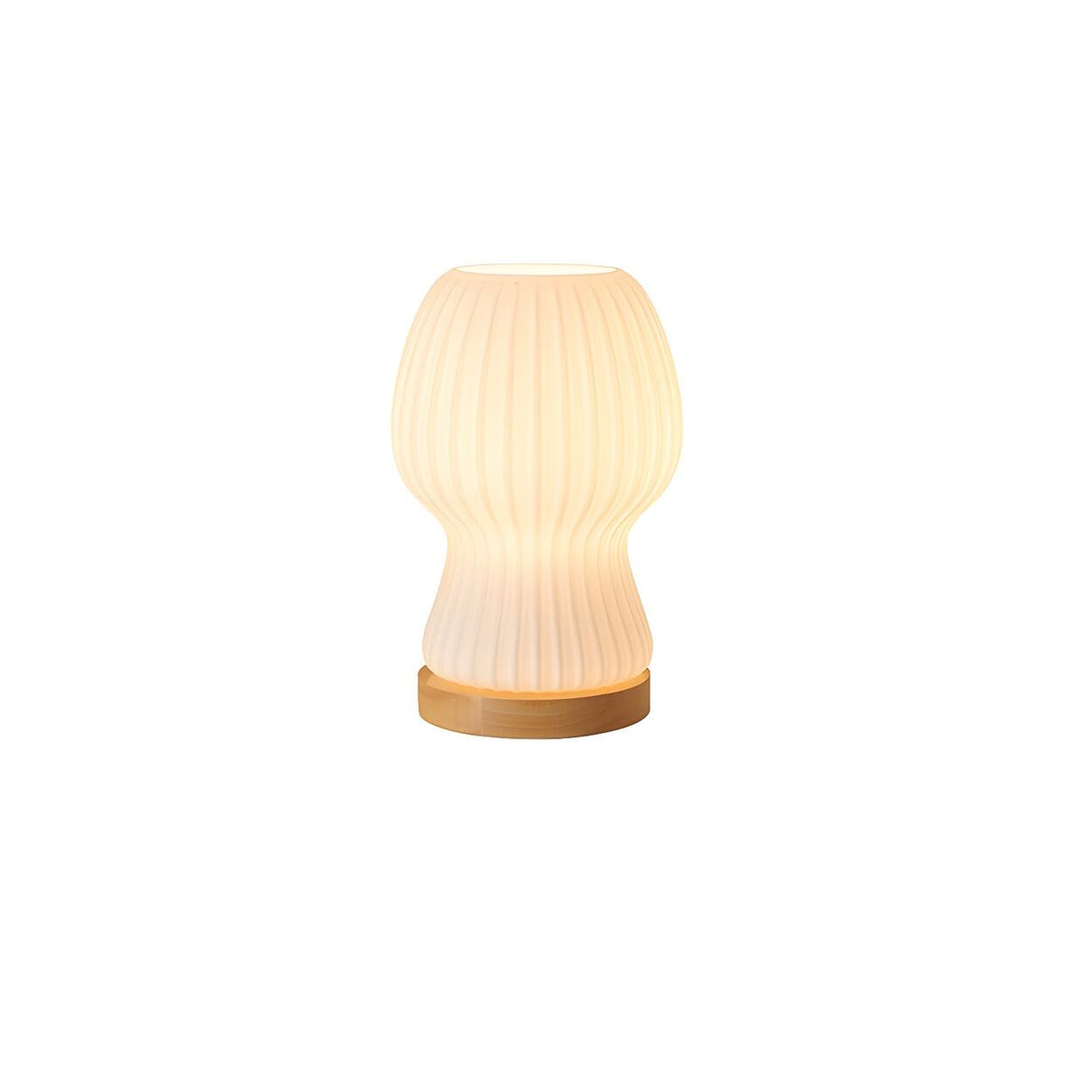 Minimalist Streamlined Wooden Base Bedside Table Lamp Image - 5