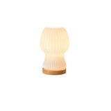 Minimalist Streamlined Wooden Base Bedside Table Lamp Image - 5