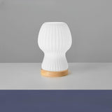 Minimalist Streamlined Wooden Base Bedside Table Lamp Image - 6