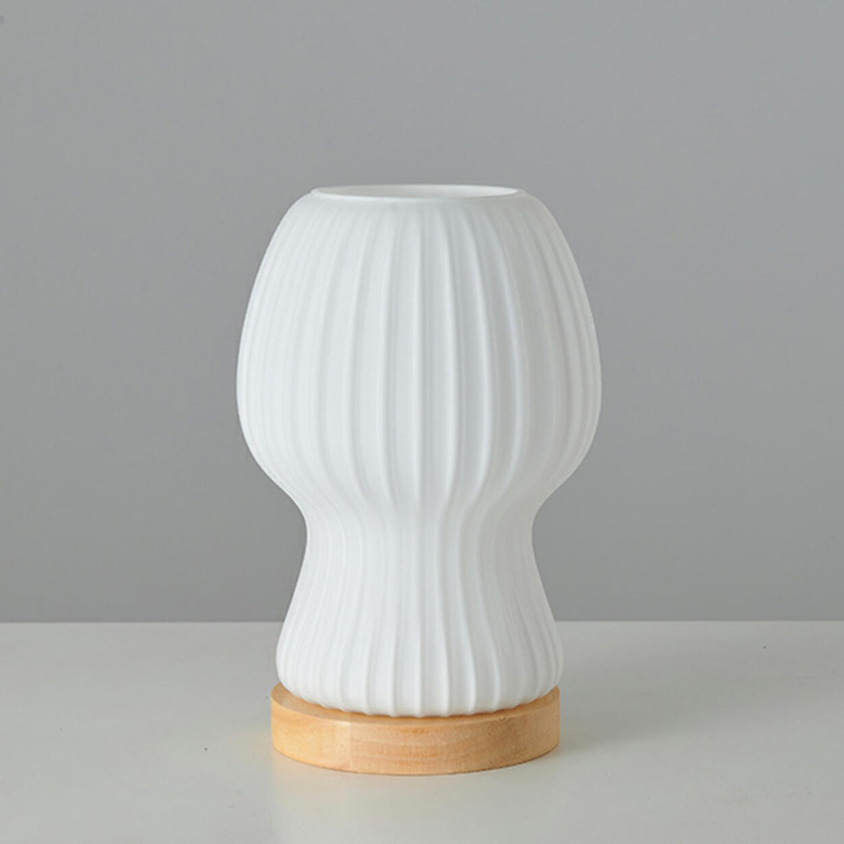 Minimalist Streamlined Wooden Base Bedside Table Lamp Image - 8