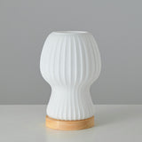 Minimalist Streamlined Wooden Base Bedside Table Lamp Image - 8
