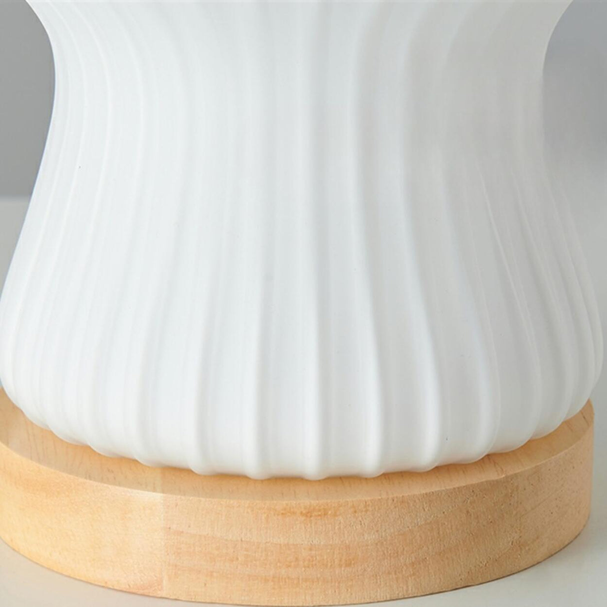 Minimalist Streamlined Wooden Base Bedside Table Lamp Image - 9