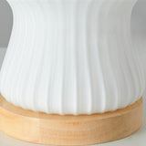 Minimalist Streamlined Wooden Base Bedside Table Lamp Image - 9
