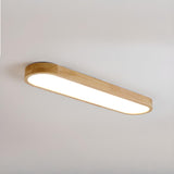 Minimalist Strip Wooden Flush Mount Light 3-Light Image - 14