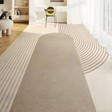 Minimalist Striped Pattern Vinyl Apricot Area Rug Image - 3