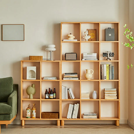 Minimalist Timber Open Back Cube Display Bookshelf Image - 1