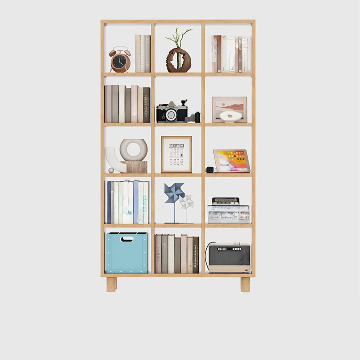 Minimalist Timber Open Back Cube Display Bookshelf Image - 11