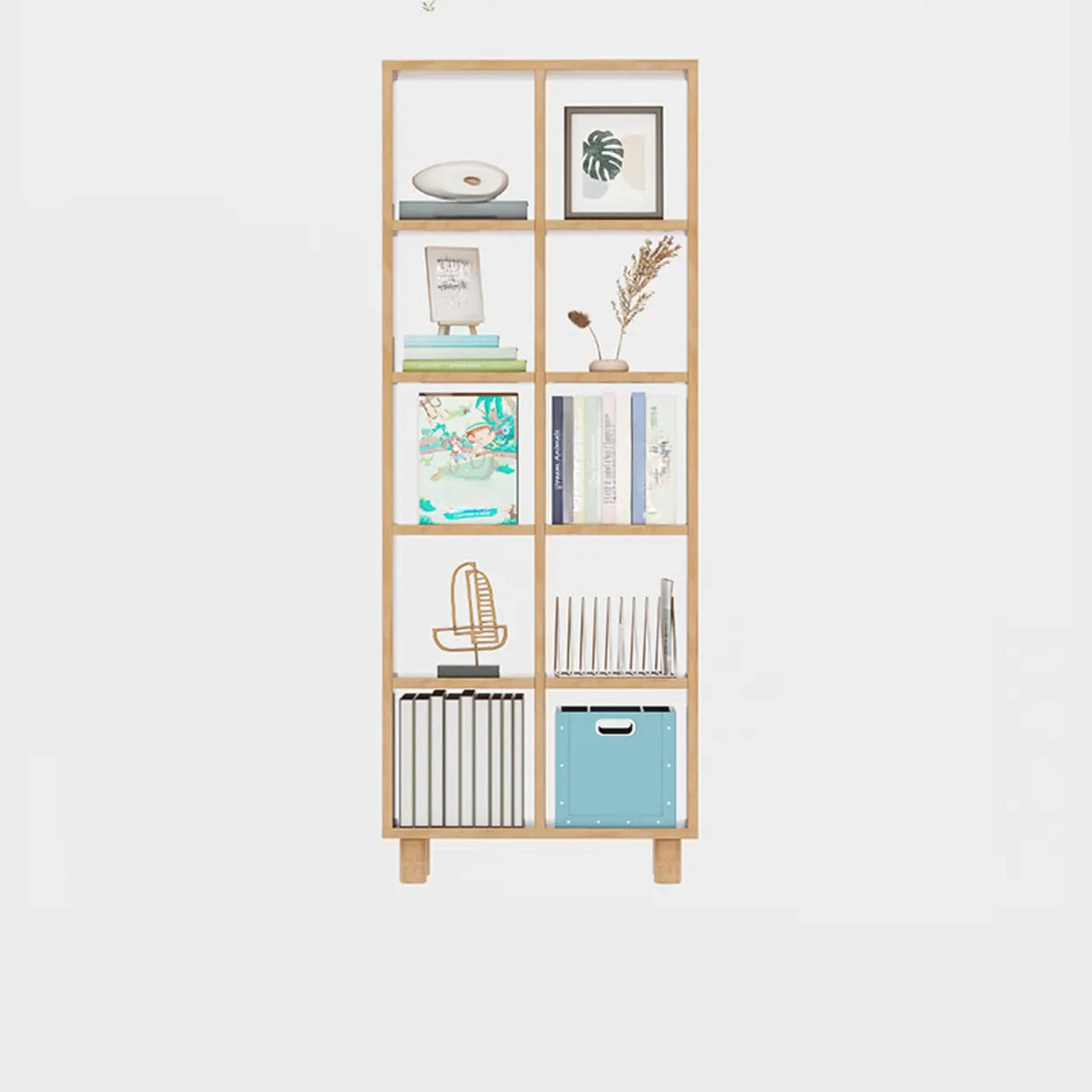 Minimalist Timber Open Back Cube Display Bookshelf Image - 13