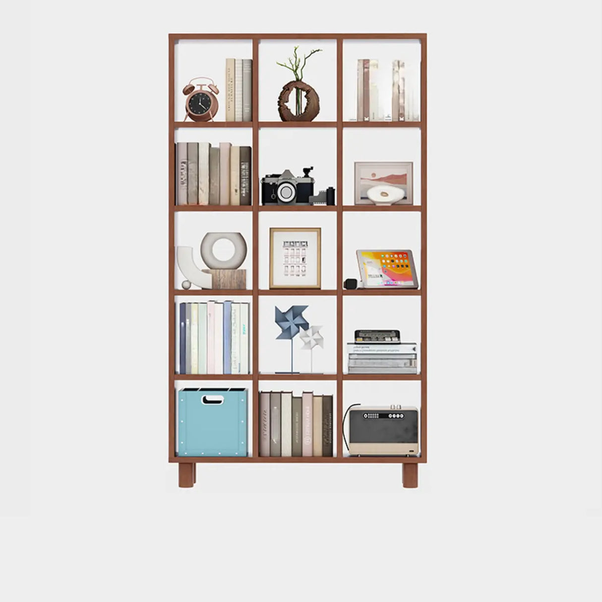 Minimalist Timber Open Back Cube Display Bookshelf Image - 2
