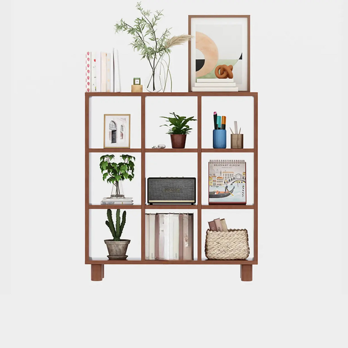 Minimalist Timber Open Back Cube Display Bookshelf Image - 3