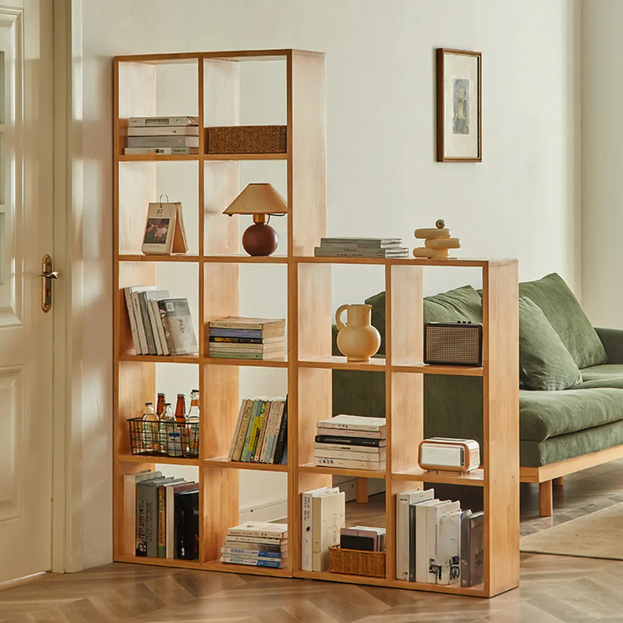 Minimalist Timber Open Back Cube Display Bookshelf Image - 4