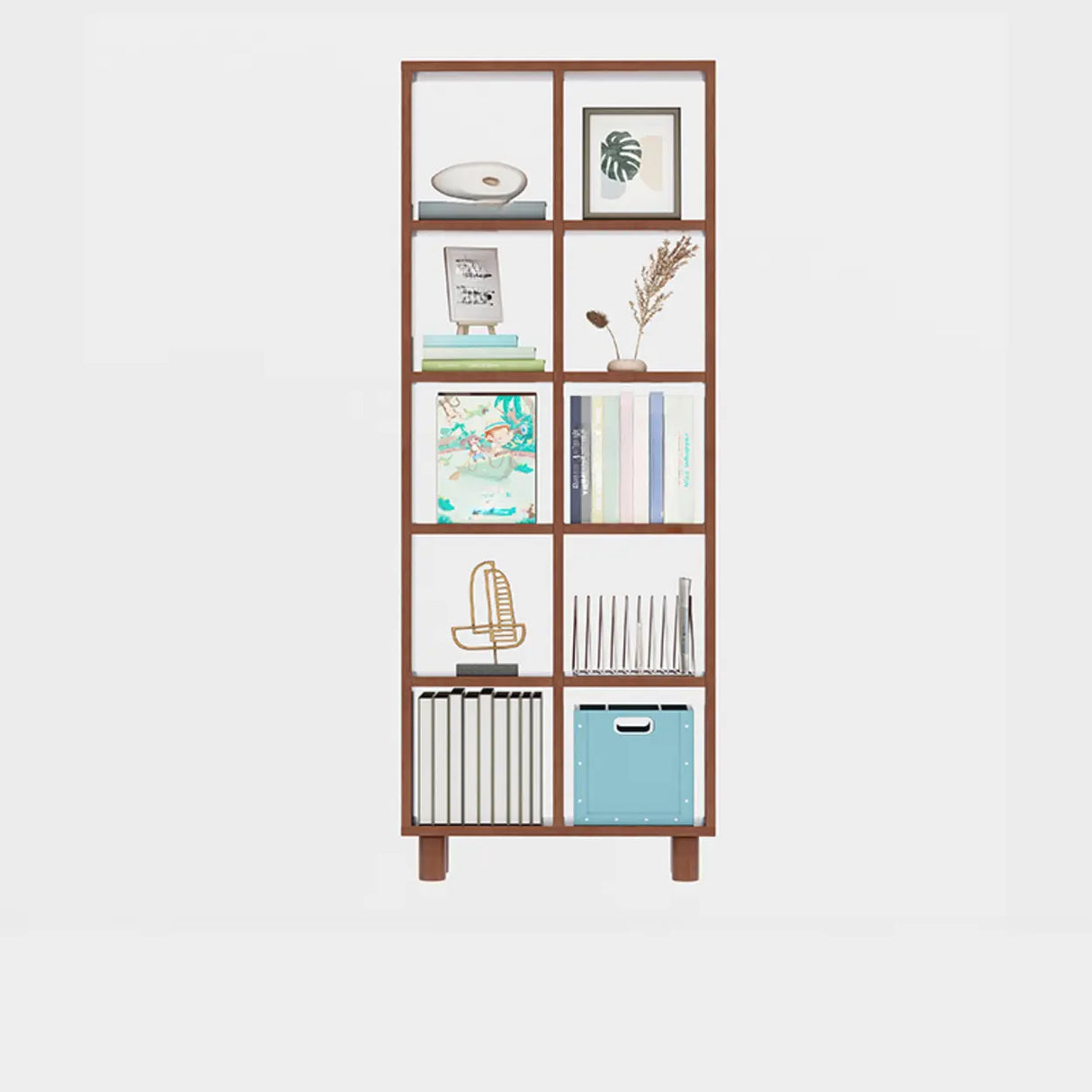 Minimalist Timber Open Back Cube Display Bookshelf Image - 5