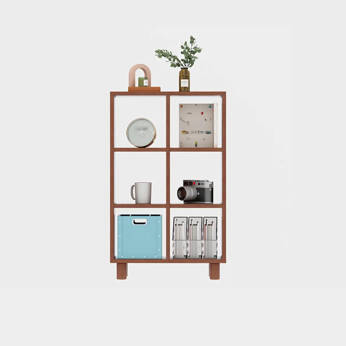 Minimalist Timber Open Back Cube Display Bookshelf Image - 7