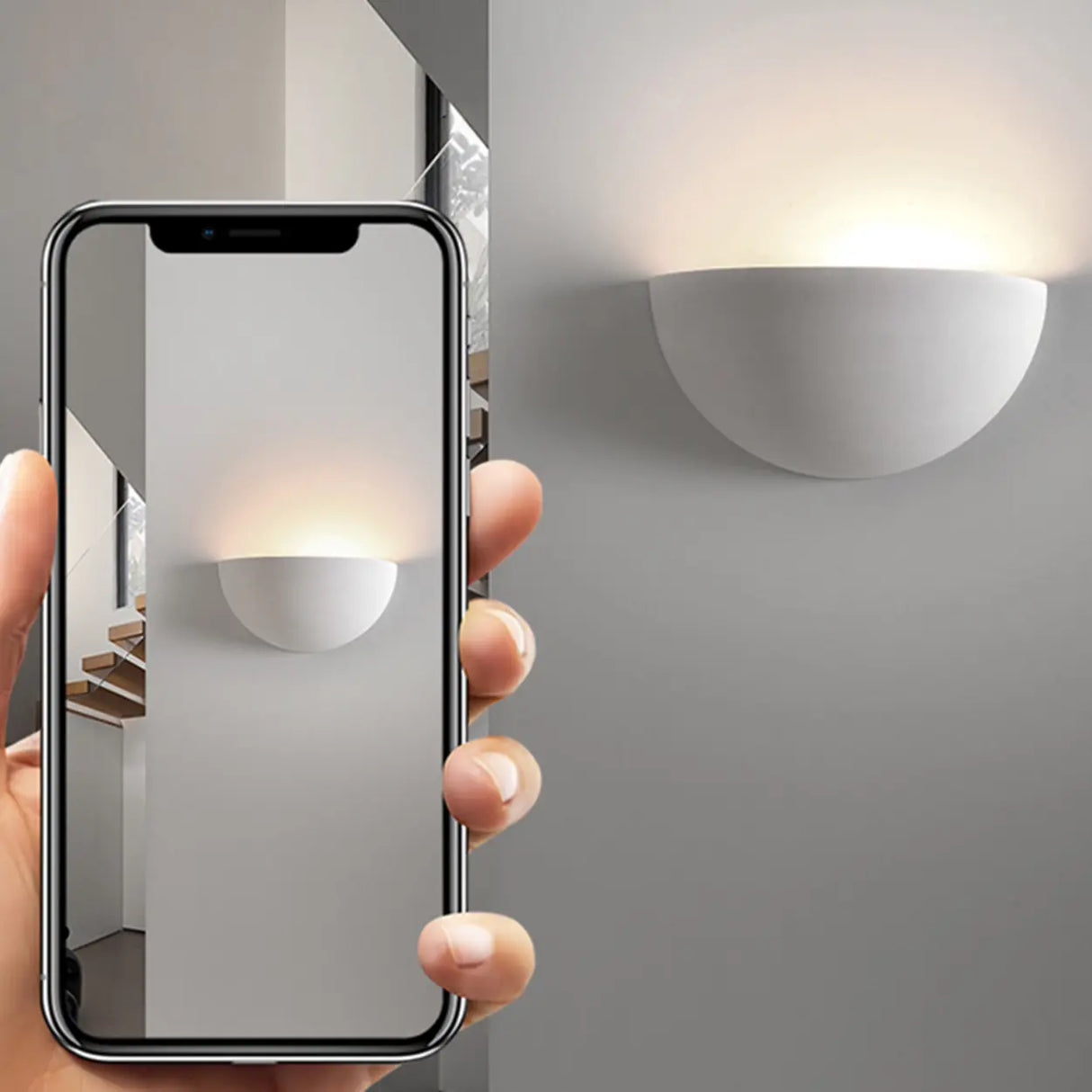 Minimalist Uplight White Half Moon LED Wall Sconce Image - 11