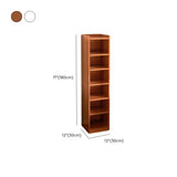 Minimalist Vertical Corner Wood Narrow Bookcase White Image - 27