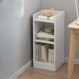 Minimalist Vertical Corner Wood Narrow Bookcase White Image - 6