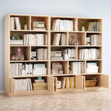 Minimalist Vertical Natural Wood Barrister Bookcase Image - 1