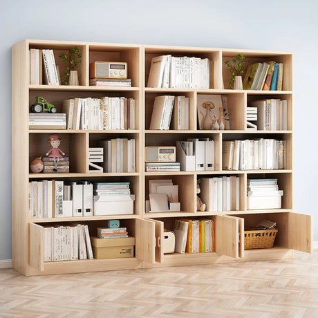 Minimalist Vertical Natural Wood Barrister Bookcase Image - 1