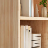 Minimalist Vertical Natural Wood Barrister Bookcase Image - 10