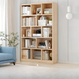 Minimalist Vertical Natural Wood Barrister Bookcase Image - 14