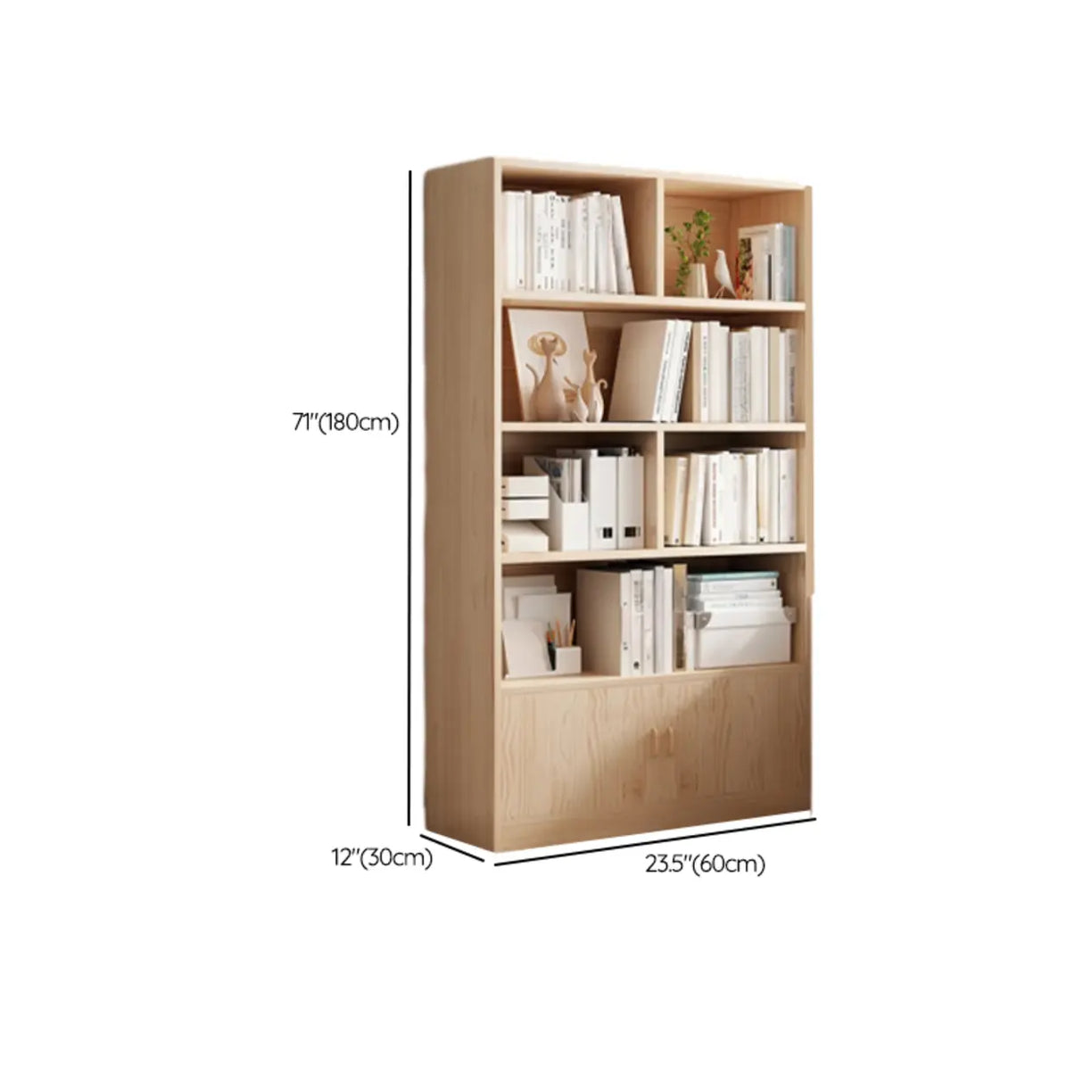 Minimalist Vertical Natural Wood Barrister Bookcase 