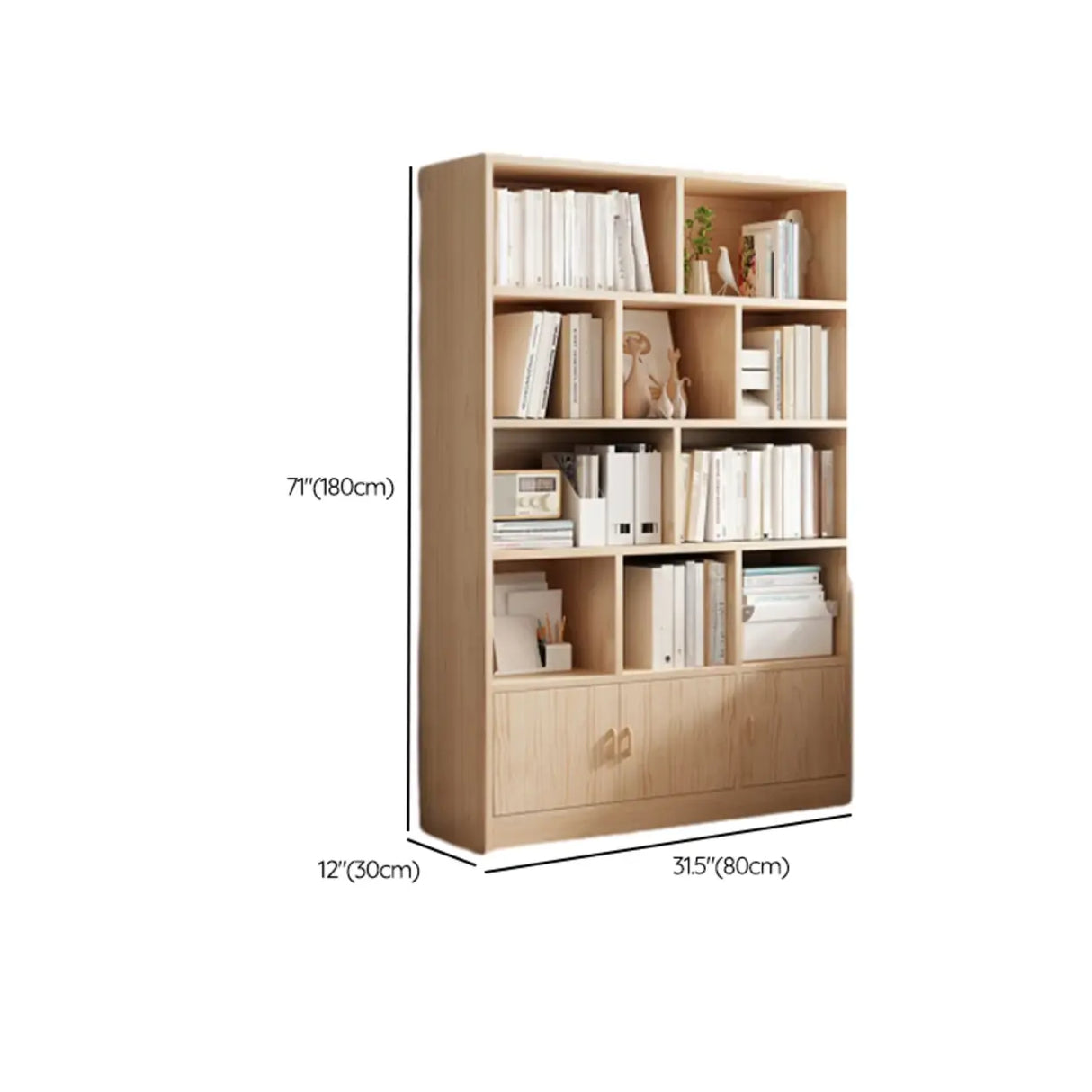 Minimalist Vertical Natural Wood Barrister Bookcase Image - 18