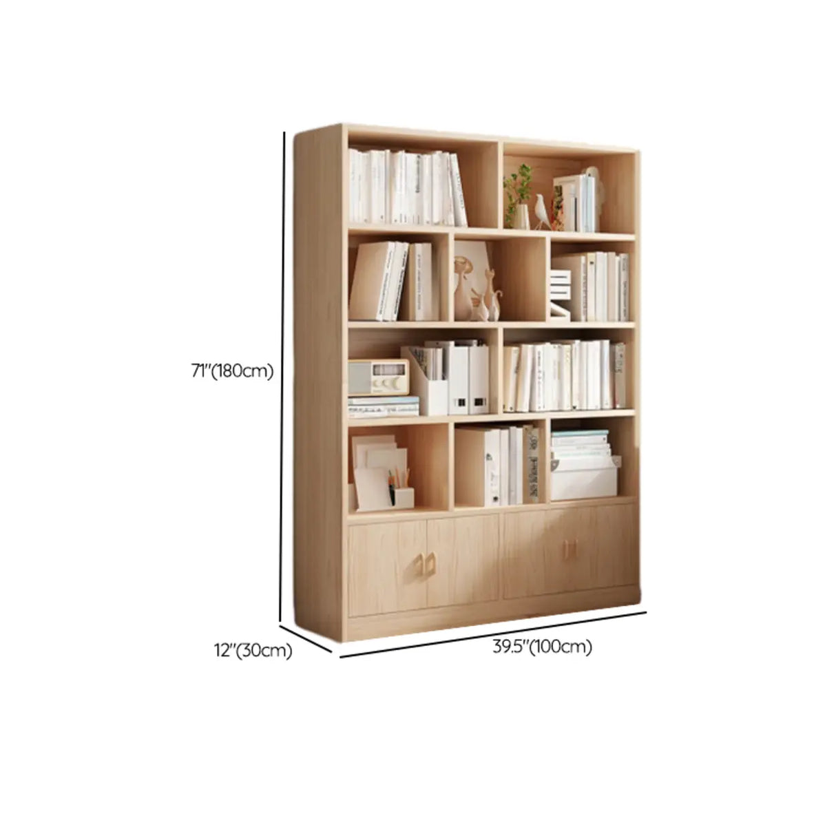 Minimalist Vertical Natural Wood Barrister Bookcase Image - 19