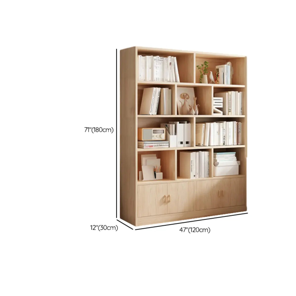 Minimalist Vertical Natural Wood Barrister Bookcase Image - 20