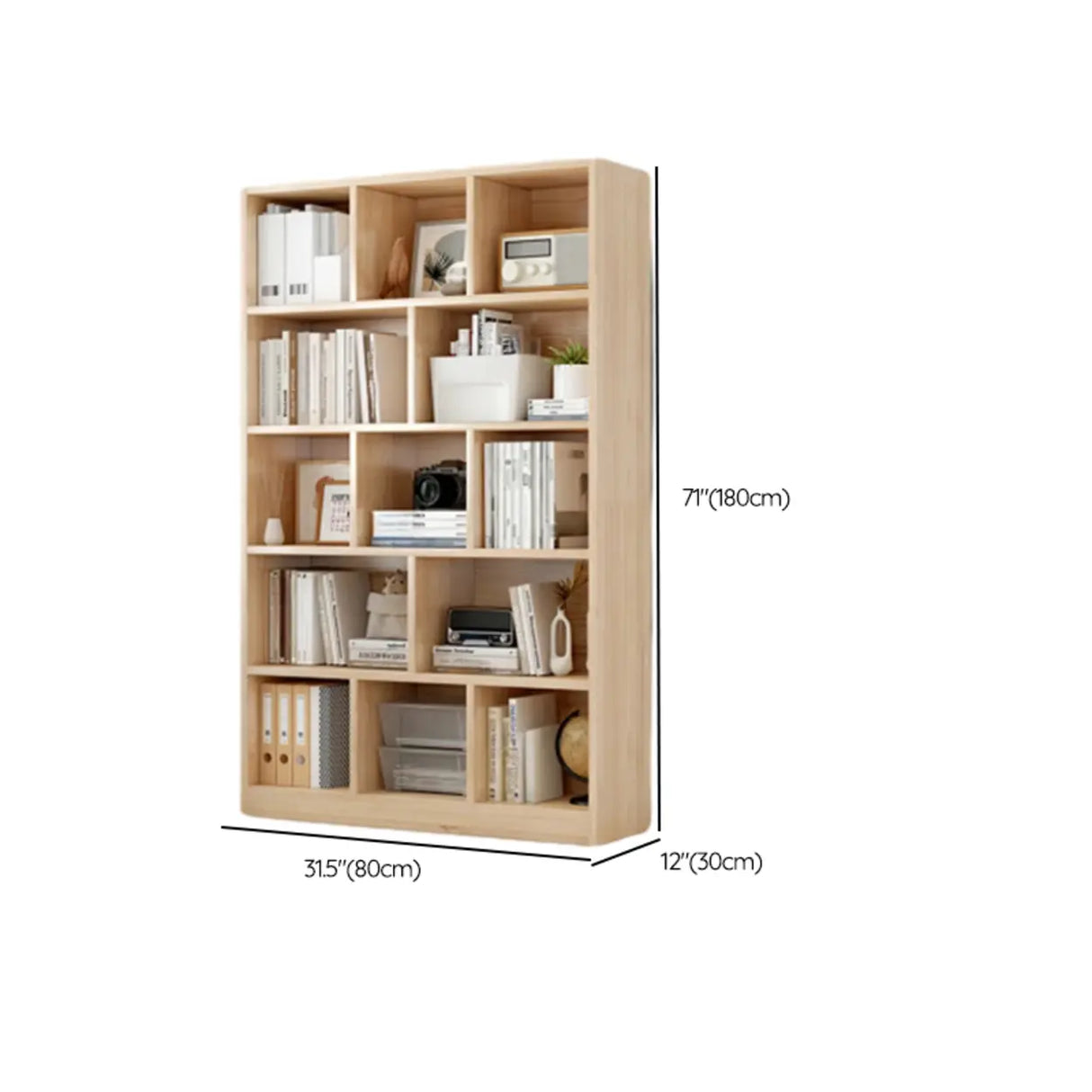 Minimalist Vertical Natural Wood Barrister Bookcase Image - 22