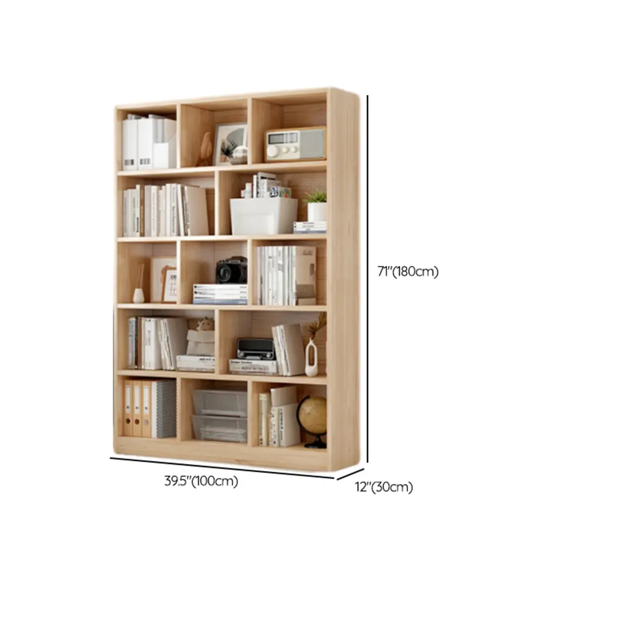 Minimalist Vertical Natural Wood Barrister Bookcase Image - 23