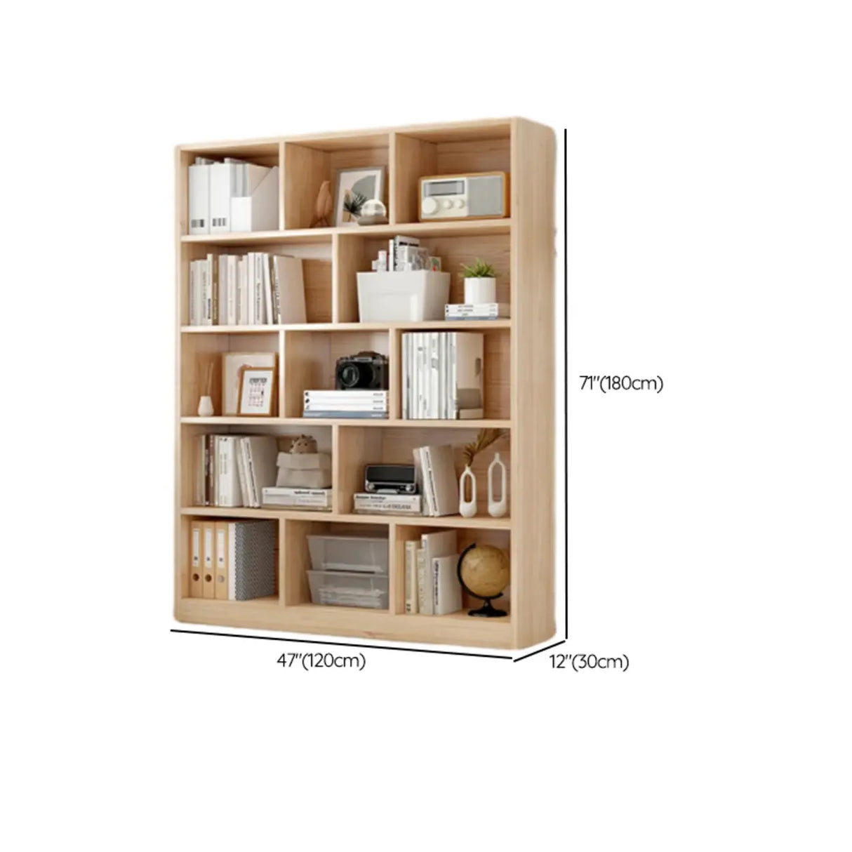 Minimalist Vertical Natural Wood Barrister Bookcase Image - 24