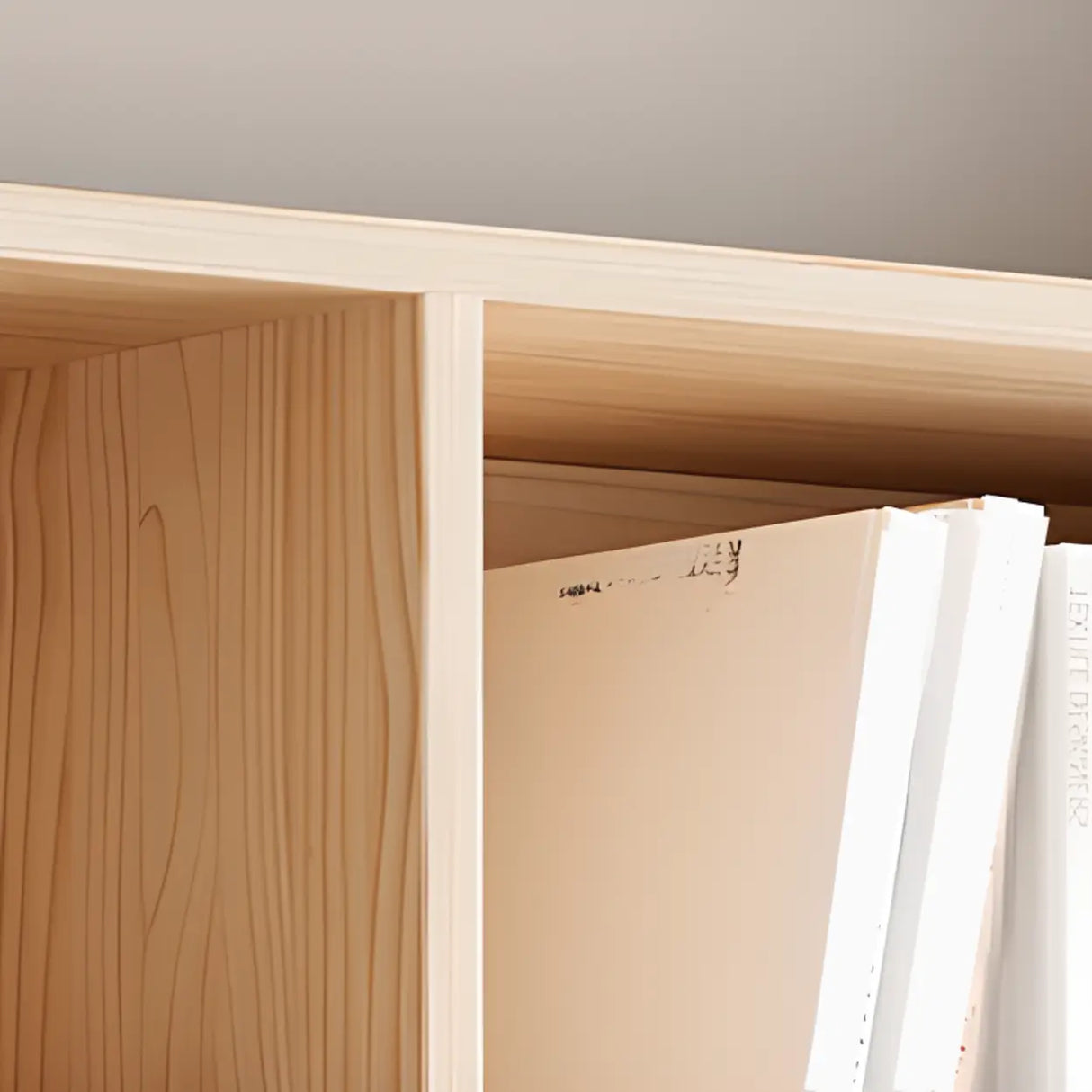 Minimalist Vertical Natural Wood Barrister Bookcase Image - 4