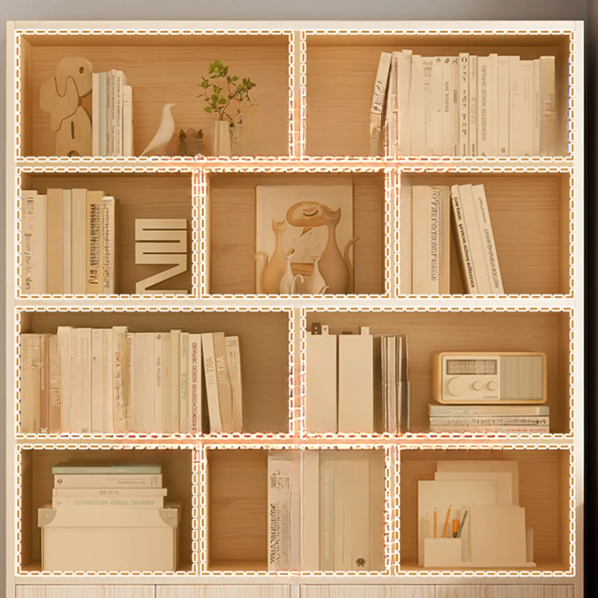 Minimalist Vertical Natural Wood Barrister Bookcase Image - 6