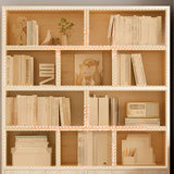 Minimalist Vertical Natural Wood Barrister Bookcase Image - 6