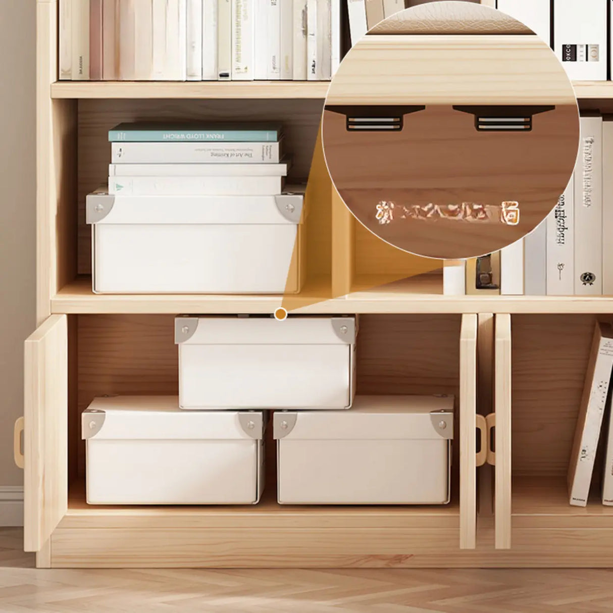Minimalist Vertical Natural Wood Barrister Bookcase Image - 7