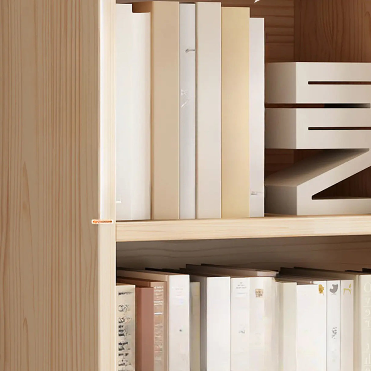 Minimalist Vertical Natural Wood Barrister Bookcase Image - 8