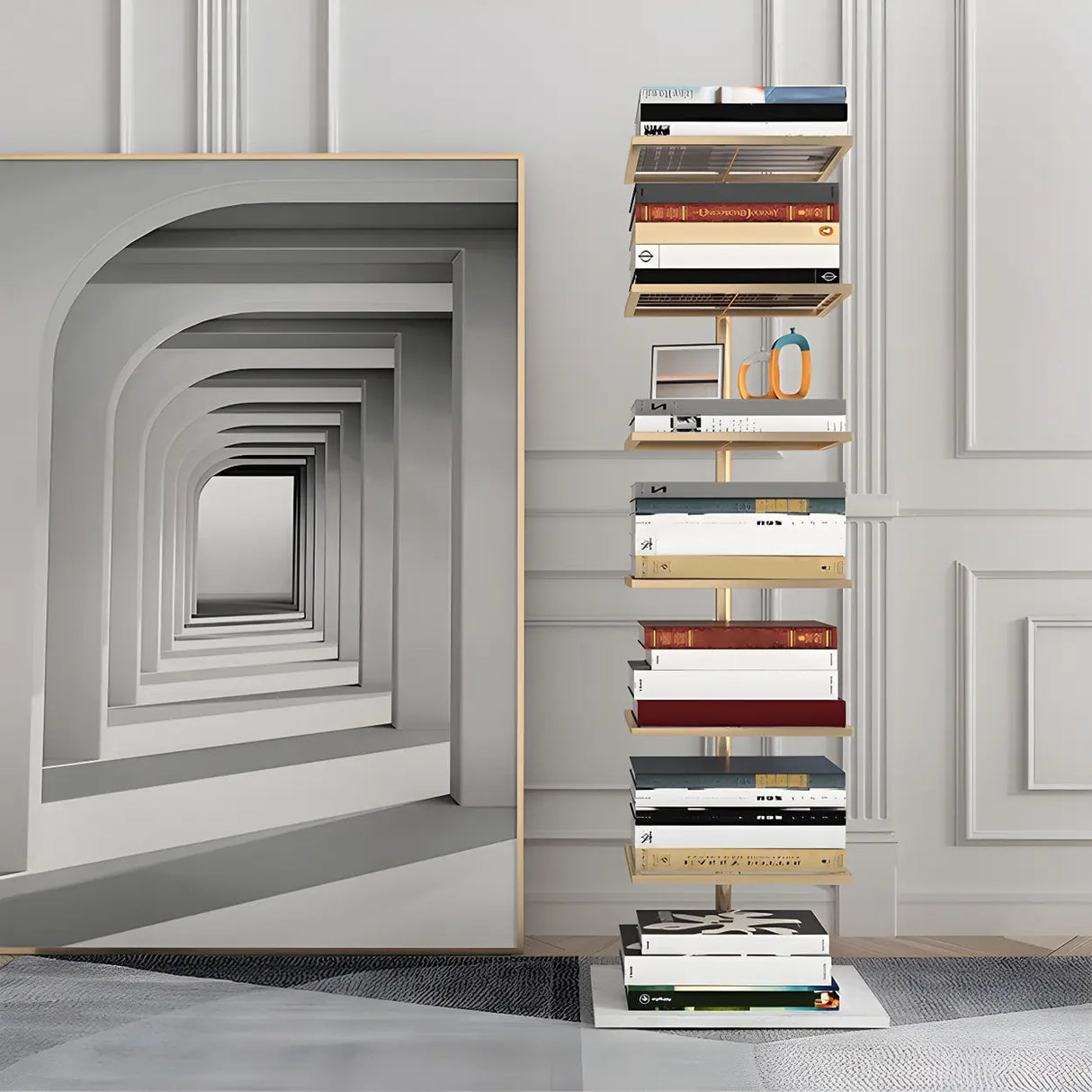 Minimalist Vertical Open Metal Spine Bookcase Black Image - 11