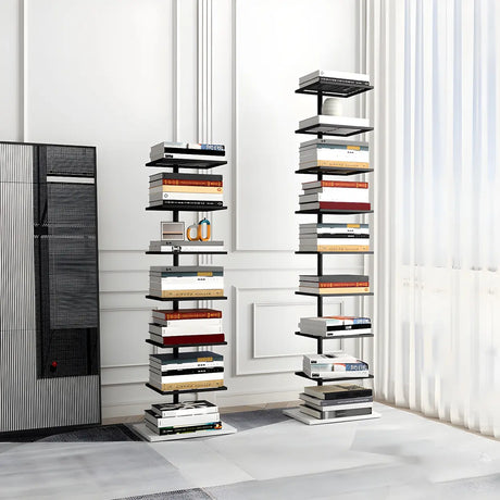 Minimalist Vertical Open Metal Spine Bookcase Black Image - 1