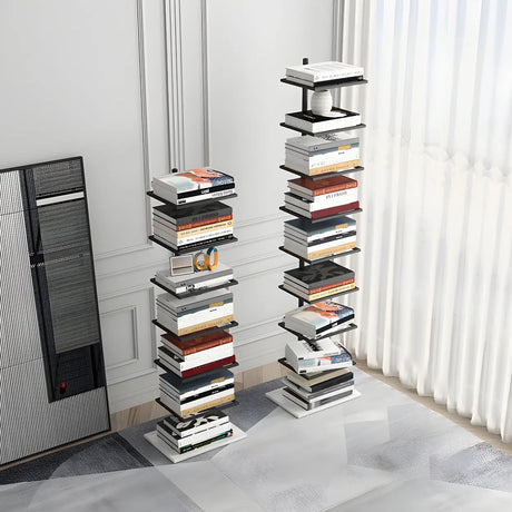 Minimalist Vertical Open Metal Spine Bookcase Black Image - 2