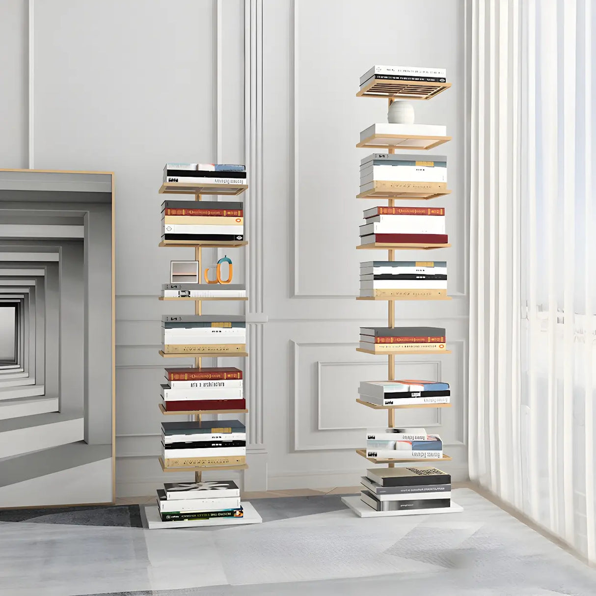 Minimalist Vertical Open Metal Spine Bookcase Black Image - 4